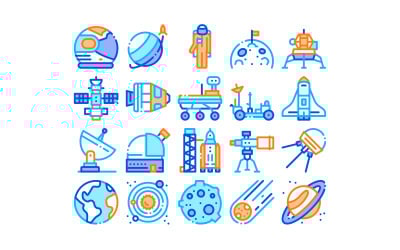 Icône de vecteur de collection d&amp;#39;équipement astronaute