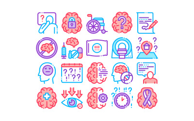 Icono de Vector de colección de enfermedad de Alzheimer