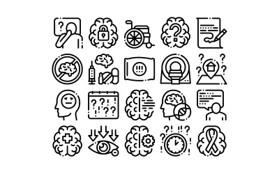 Kolekcja choroby Alzheimera wektor zestaw ikon