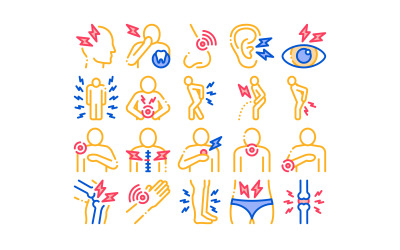 Lichaamspijn collectie-elementen instellen Vector Icon