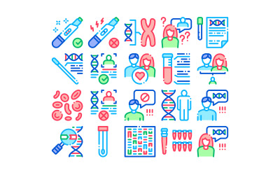 Prueba de paternidad ADN colección conjunto Vector icono
