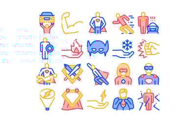 Super Hero Collection Elements Set Vector Icon