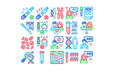 Test de paternité ADN Collection Set Vector Icon