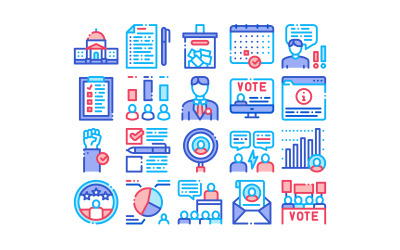Vote et élection Collection Set Vector Icon
