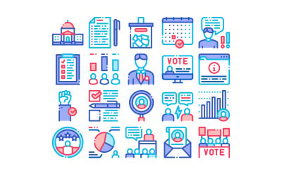 Voting And Election Collection Set Vector Icon