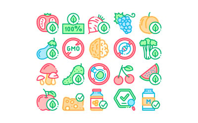 Bio-Öko-Lebensmittel-Sammlung Set Vektor-Symbol