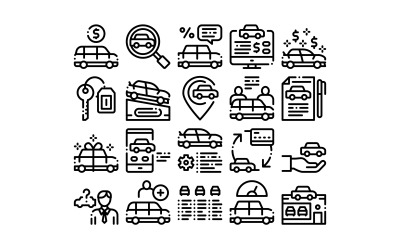 Concesionario de coches tienda colección conjunto Vector icono