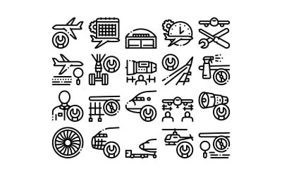 Flugzeugreparaturwerkzeug-Sammlungssatz-Vektorsymbol