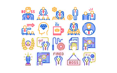 Icona di vettore dell&amp;#39;insieme di raccolta dell&amp;#39;azienda del capo del capo