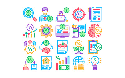 Investor Financial Collection Set Vector Icon