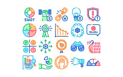 Набор Стратегии Swot Анализа Векторный Icon