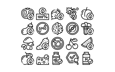 Organisk Eco Foods Collection Set Vector Icon