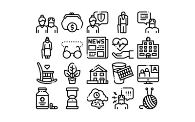 Oudere mensen gepensioneerde collectie ingesteld Vector Icon