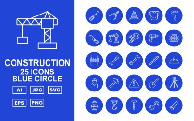 25 Premium bouw Blue Circle Pack Iconset