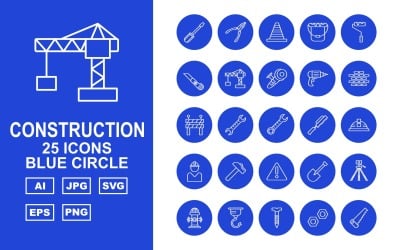 25 Premium Construction Blue Circle Pack-ikoner