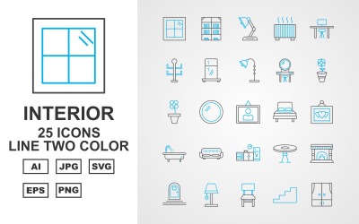 25 Premium Interior Line Two Color Pack Icon Set