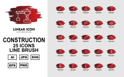 25 Set di icone Premium Construction Line Brush Pack