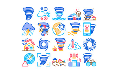 Торнадо та ураган колекції встановити векторної Icon