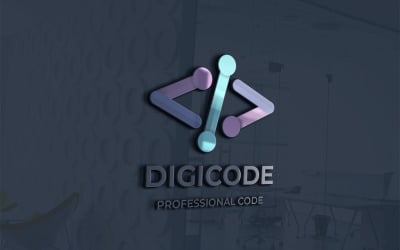 Dijital Kod Logo Şablonu