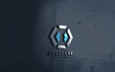 Plantilla de logotipo de cubo de código