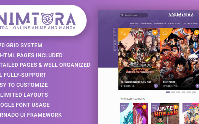 Animotra - Çevrimiçi Anime ve Manga Web Sitesi Şablonu