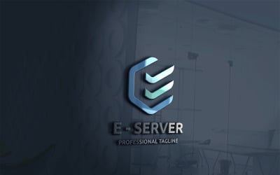 E - plantilla de logotipo de carta de servidor