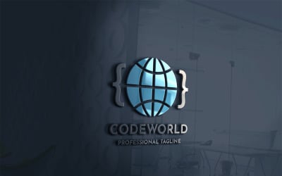 Modello di logo del mondo di codice