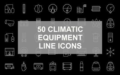 Conjunto de ícones invertidos de 50 linha de equipamentos climáticos