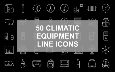 50 Ensemble d&amp;#39;icônes inversées de ligne d&amp;#39;équipement climatique