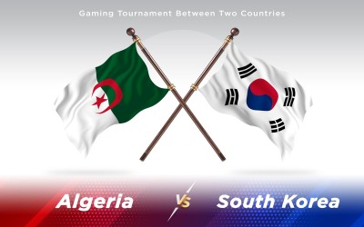 Flaggor i Algeriet kontra Sydkorea två länder - Illustration
