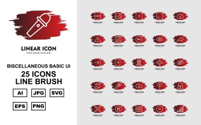 25 Premium-Iconset für verschiedene Linienbürsten