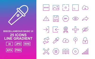 25 Premium Miscellaneous Line Gradient Icon Set