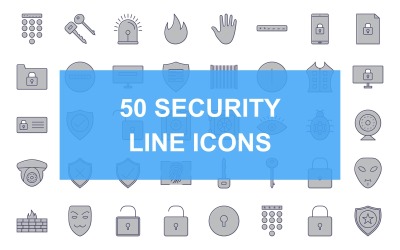 Set di icone riempite di 50 linee di sicurezza
