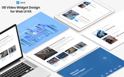 8 Videos Widget-Design für das Web-UI-Kit