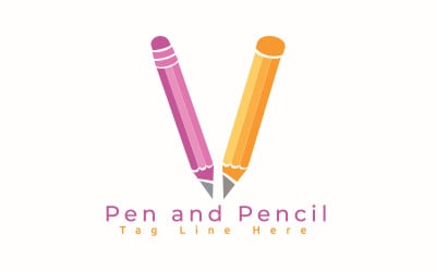 Modello di logo di penna e matita