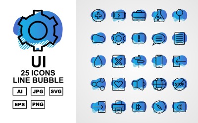 25 Ensemble d&amp;#39;icônes de bulle de ligne UI Premium