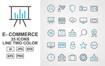 Набор двухцветных значков 25 Premium E-Commerce Line