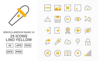 25 Premium diverse Lino gul ikonuppsättning