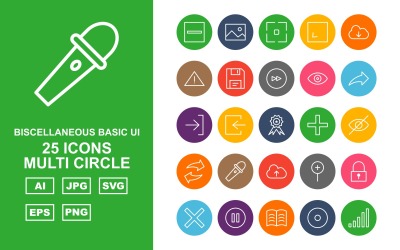 25 Premium Diverse Multi Circle Icon Set