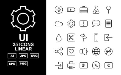 25 Zestaw ikon Linear Pack Premium UI
