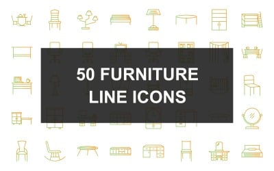 Ensemble d&amp;#39;icônes de dégradé de 50 lignes de meubles
