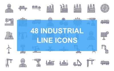 48工业生产线填充图标集