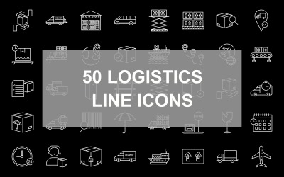50 набір іконок перевернутий логістичний рядок