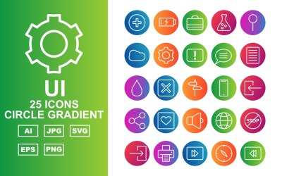 25 Premium UI Circle Gradient Pack Icon Set