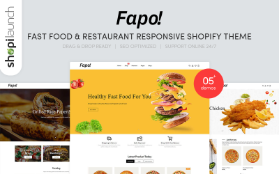 Reszponzív Fapo - Fast Food & Restaurant Responsive Shopify Theme Shopify sablon 160560