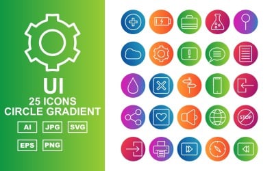 25 Set di icone Premium UI Circle Gradient Pack