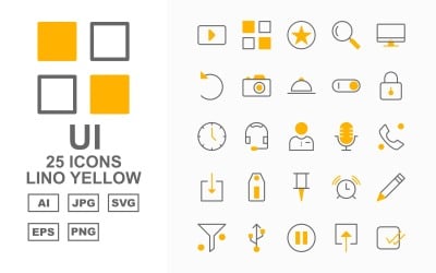 25 Set di icone Premium UI Lino Yellow Pack