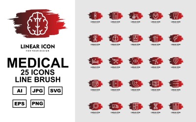 Zestaw ikon 25 Premium Medical Line Brush