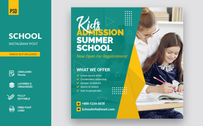 Modern Banner School Post Social Media Template