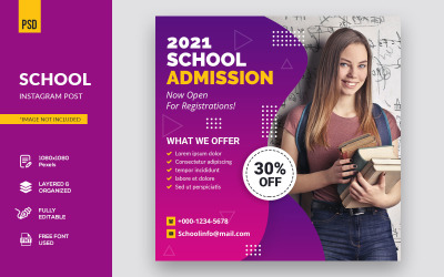Modern Banner School Post Social Media Template